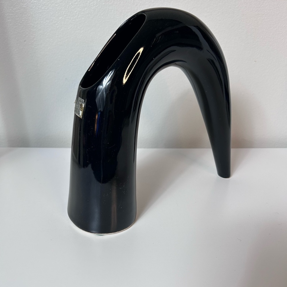 Vintage Toyo MCM Modernist Sculptural Black Ikebana Vase Japanese Style - Picture 2 of 9